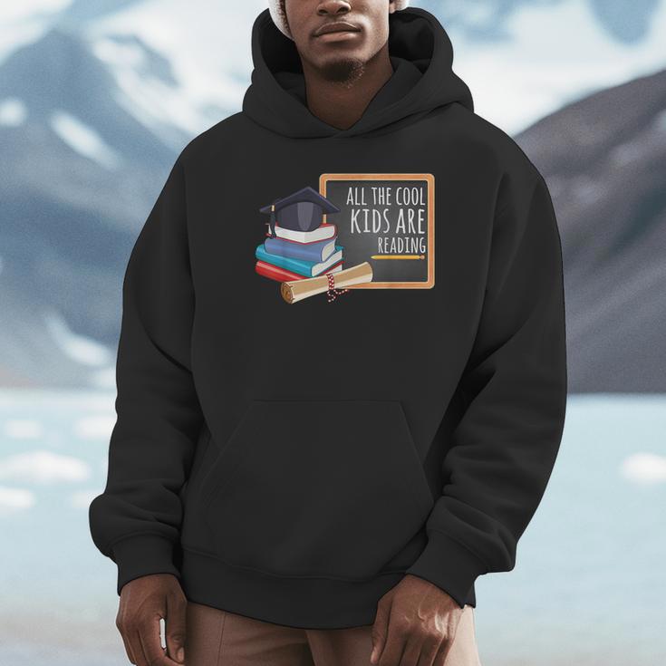 All The Cool Kids Are Reading Book Nerd School Graduation Unisex Hoodie