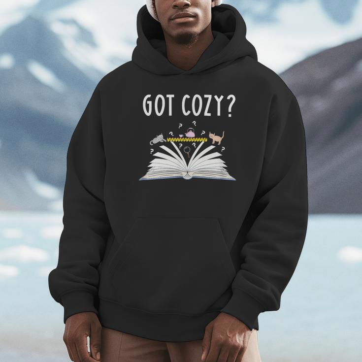 Cozy Cat Mystery Book Lover Reading Nerd Cute Bookish Reader Men Women Kids Unisex Hoodie