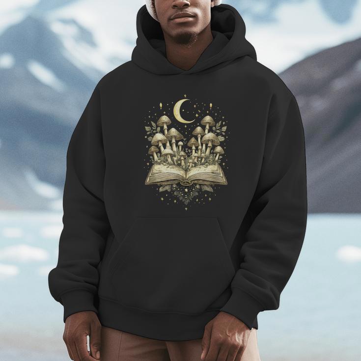 Crescent Mushroom Book Fungi Art Woodland Mystical Night Unisex Hoodie