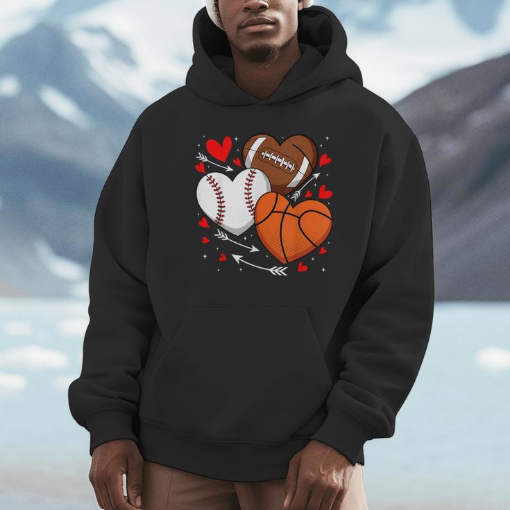 Cute Heart Baseball Basketball Football Valentine Boy Men Unisex Hoodie Cute Heart Baseball Basketball Football Valentine Boy Men Unisex Hoodie