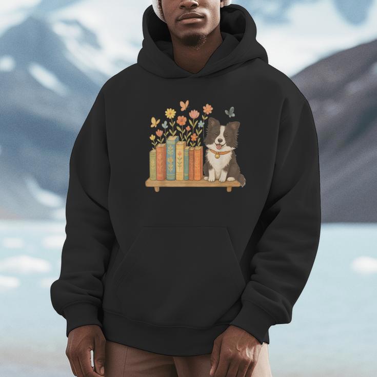Cute Kawaii Border Collie Dog Books Flowers Unisex Hoodie Cute Kawaii Border Collie Dog Books Flowers Unisex Hoodie