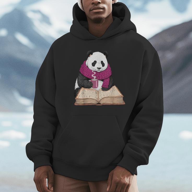 Cute Panda With Book And Hot Cocoa Reading Unisex Hoodie Cute Panda With Book And Hot Cocoa Reading Unisex Hoodie
