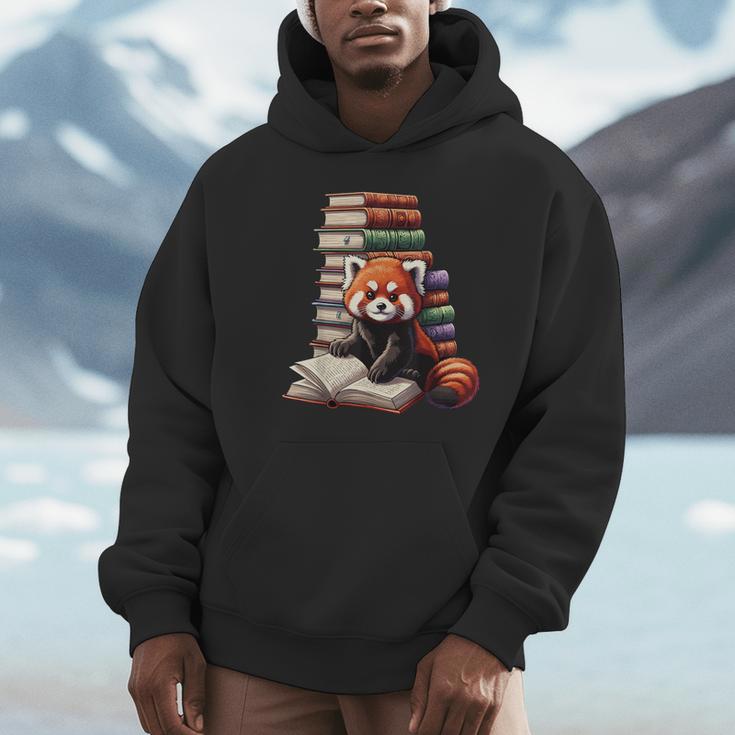Cute Red Panda Reading Book Animal Bookworm Unisex Hoodie
