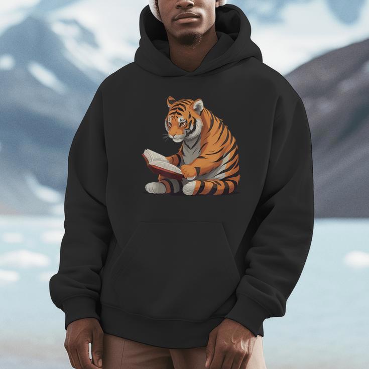 Cute Tiger Is Reading a Book Reading Tiger Unisex Hoodie