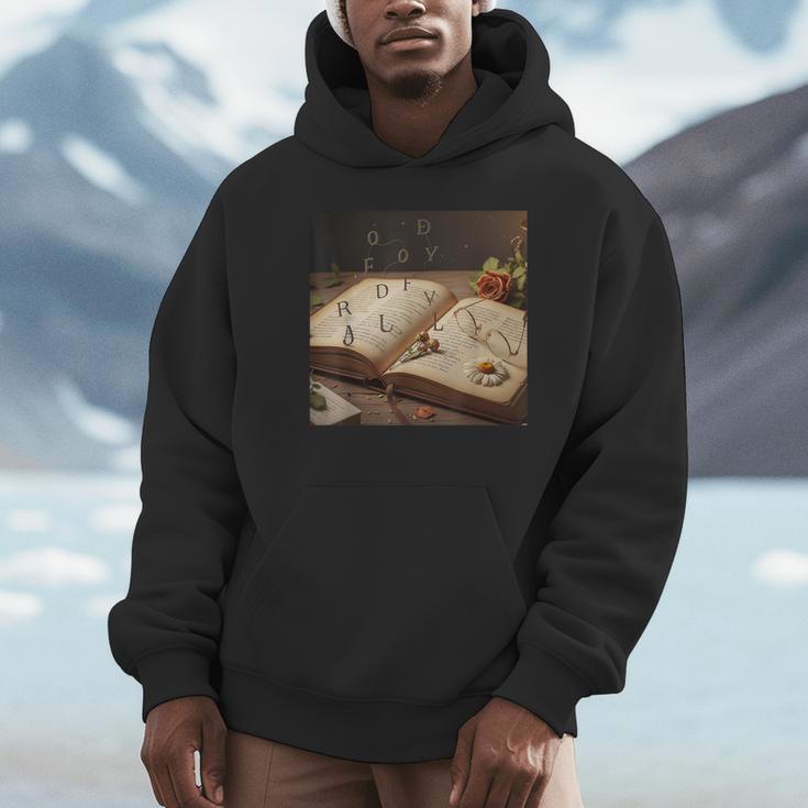 Dark Academia Vintage Book And Floating Letters Graphic Unisex Hoodie