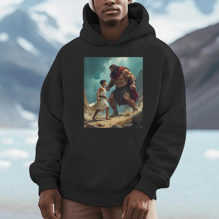 David And Goliath Bible Book Of Samuel King David Painting Unisex Hoodie