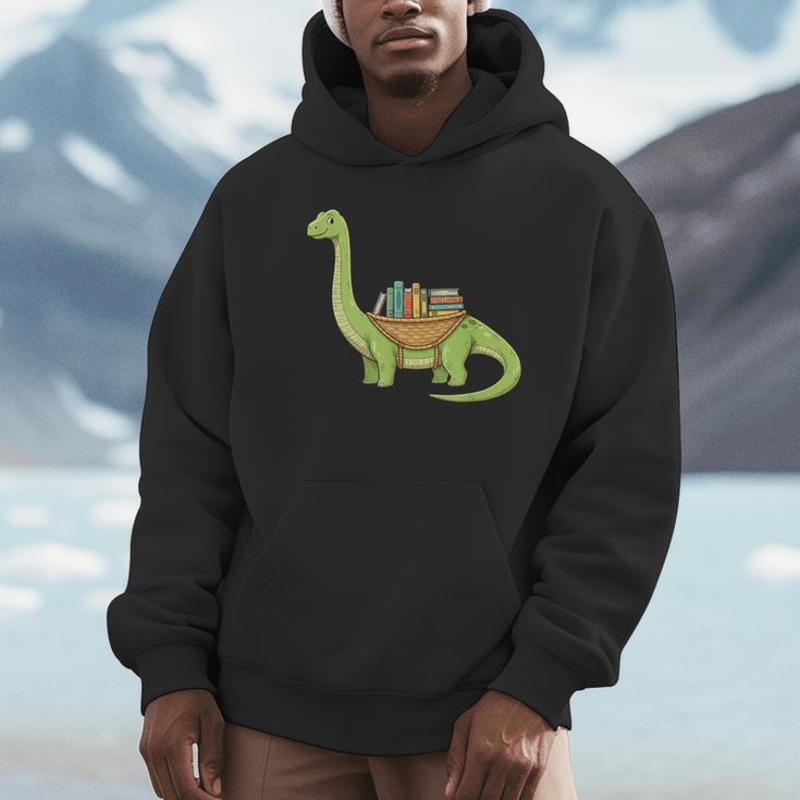 Dinosaur Librarian Book Lover Reading Brontosaurus Unisex Hoodie