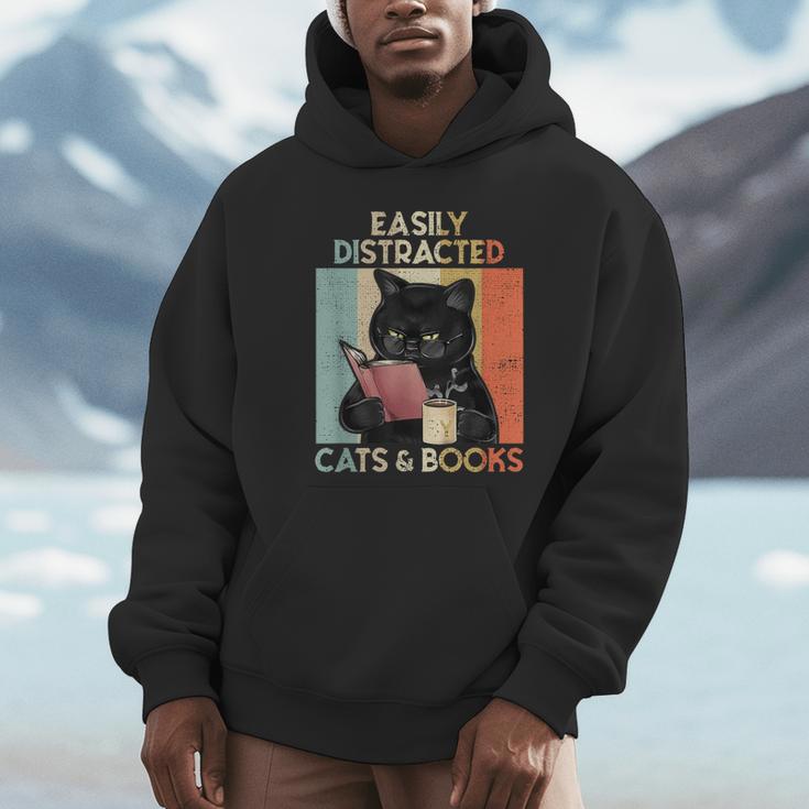 Easily Distracted By Cats And Books For Cat Lovers For Men Women Girls Kids Unisex Hoodie Easily Distracted By Cats And Books For Cat Lovers For Men Women Girls Kids Unisex Hoodie