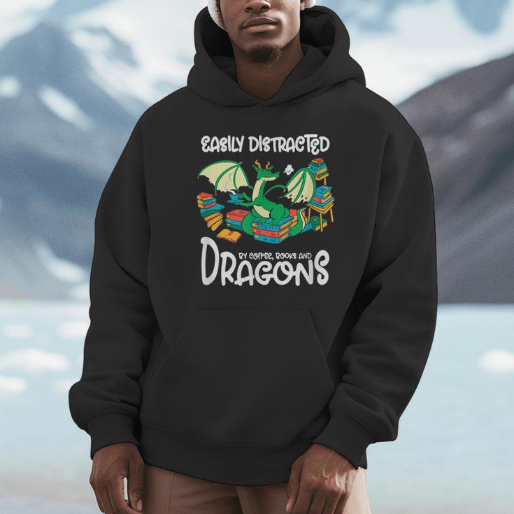 Easily Distracted By Coffee Books And Dragons Fantasy Sci-Fi Unisex Hoodie Easily Distracted By Coffee Books And Dragons Fantasy Sci-Fi Unisex Hoodie