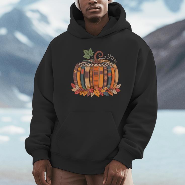 Fall Book Pumpkin Retro Reading Teacher Autumn Books Lover Unisex Hoodie