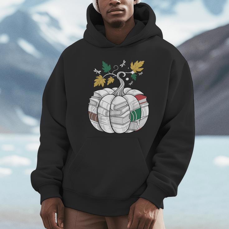 Fall Bookshelf Pumpkin Autumn Reading Unisex Hoodie