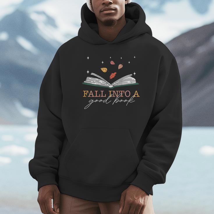 FALL INTO A GOOD BOOK Reader Autumn Reading Meme ON BACK Unisex Hoodie