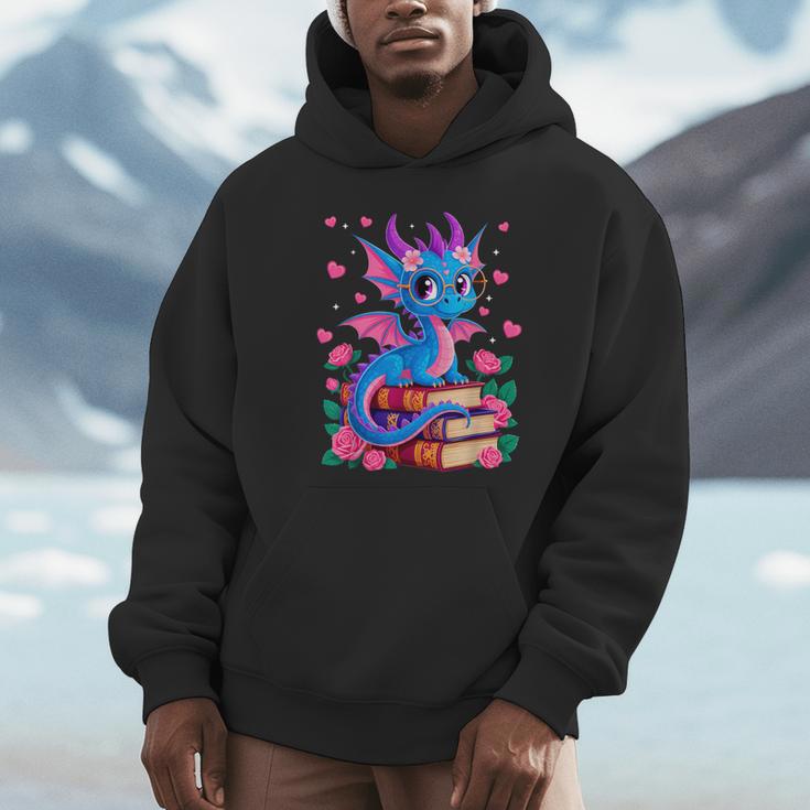 Fantasy Dragon Reading Books Bookworm Unisex Hoodie
