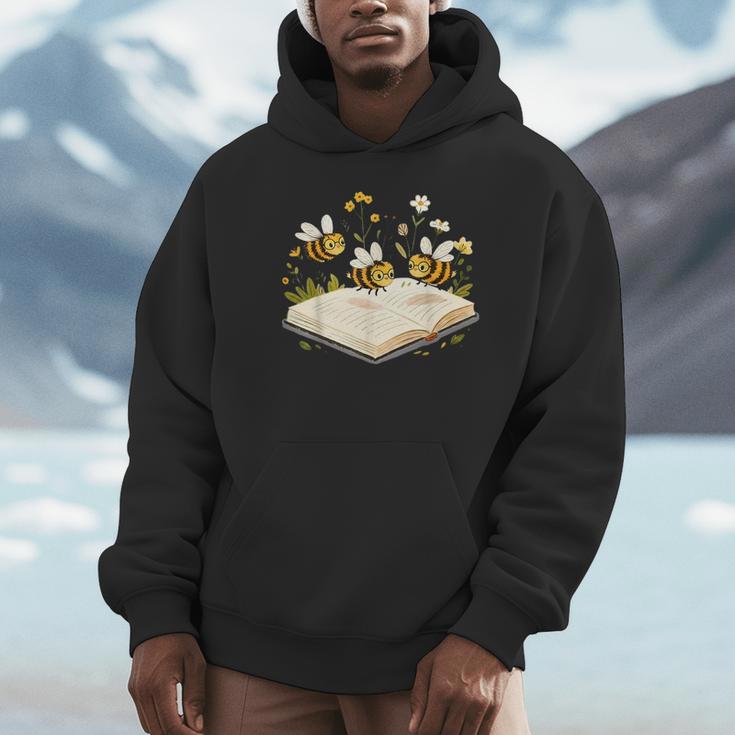 Floral Bumble Bee Reading Book Wildflower Bookish Librarian Unisex Hoodie