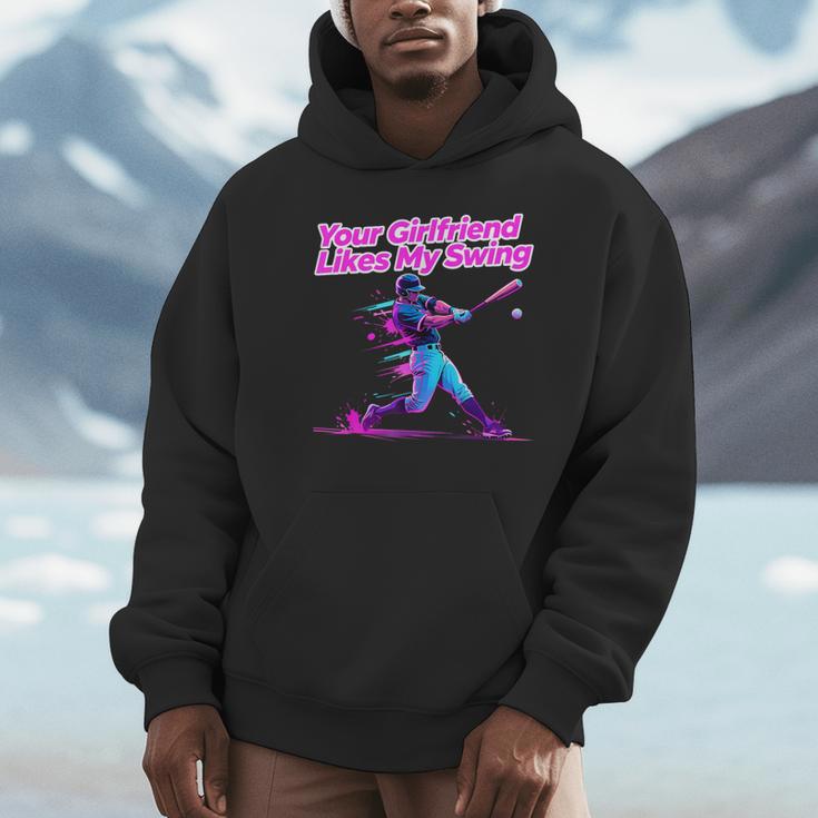 Your Girlfriend Likes My Swing Baseball Quote Boys Men Unisex Hoodie