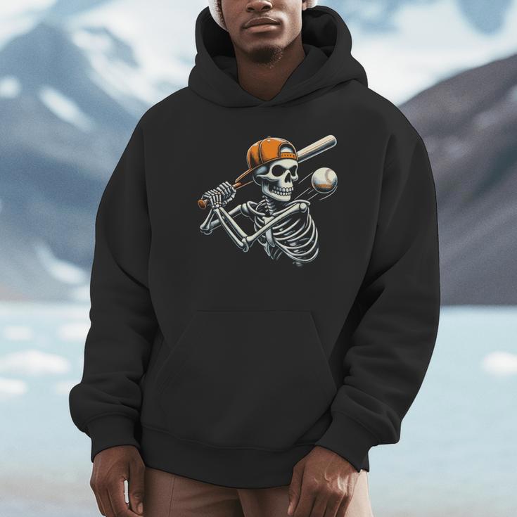 Halloween Boys Batting Skeleton Baseball Unisex Hoodie Halloween Boys Batting Skeleton Baseball Unisex Hoodie
