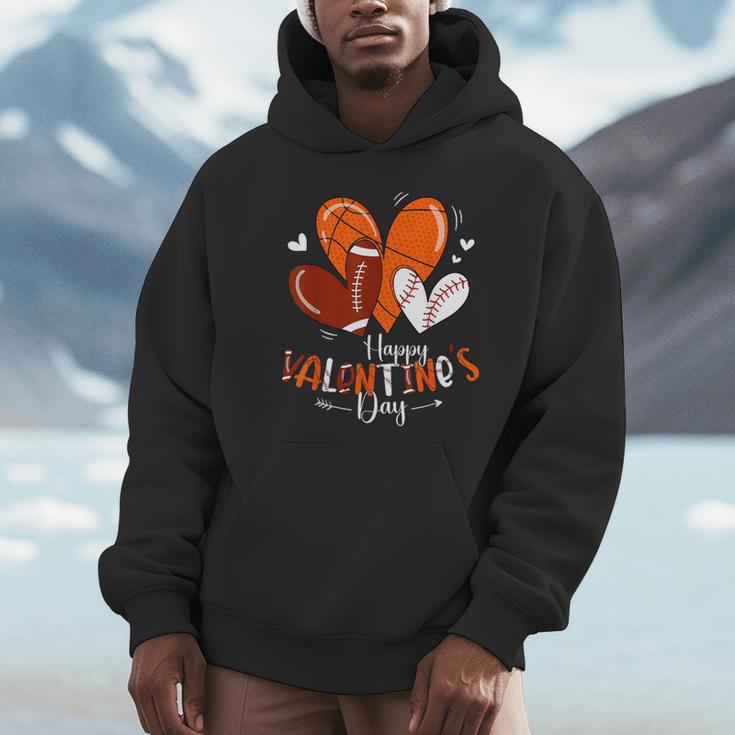 Happy Valentines Day Basketball Baseball Football Boys Unisex Hoodie Happy Valentines Day Basketball Baseball Football Boys Unisex Hoodie
