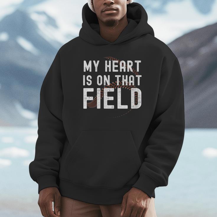 My Heart Is On That Field Baseball Softball Dad Father Unisex Hoodie