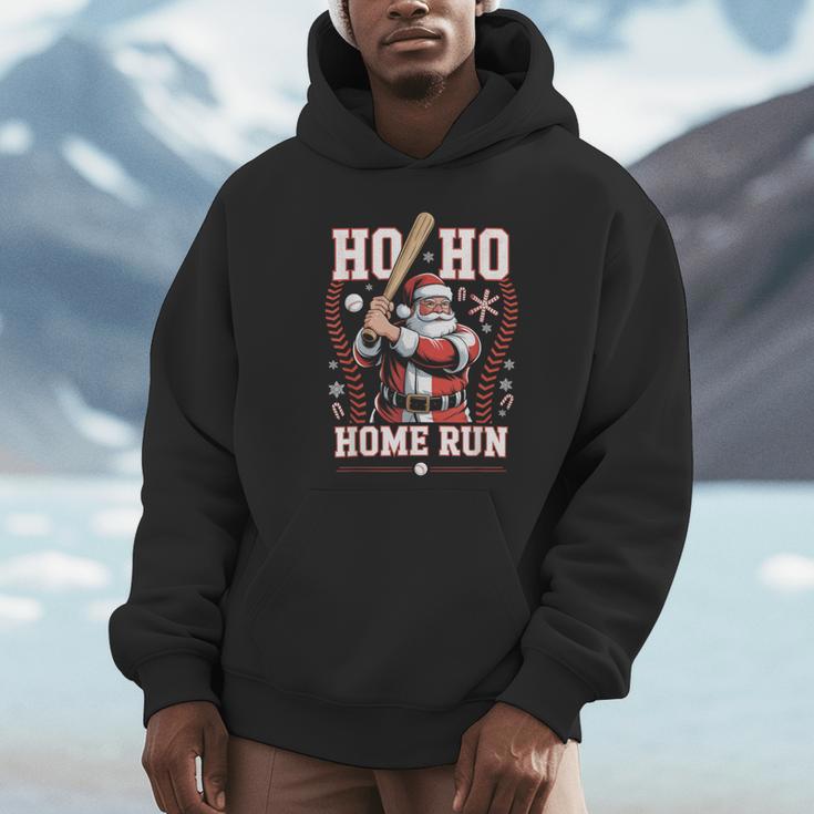 Ho Ho Home Run Baseball Christmas Holiday Sports Santa Unisex Hoodie