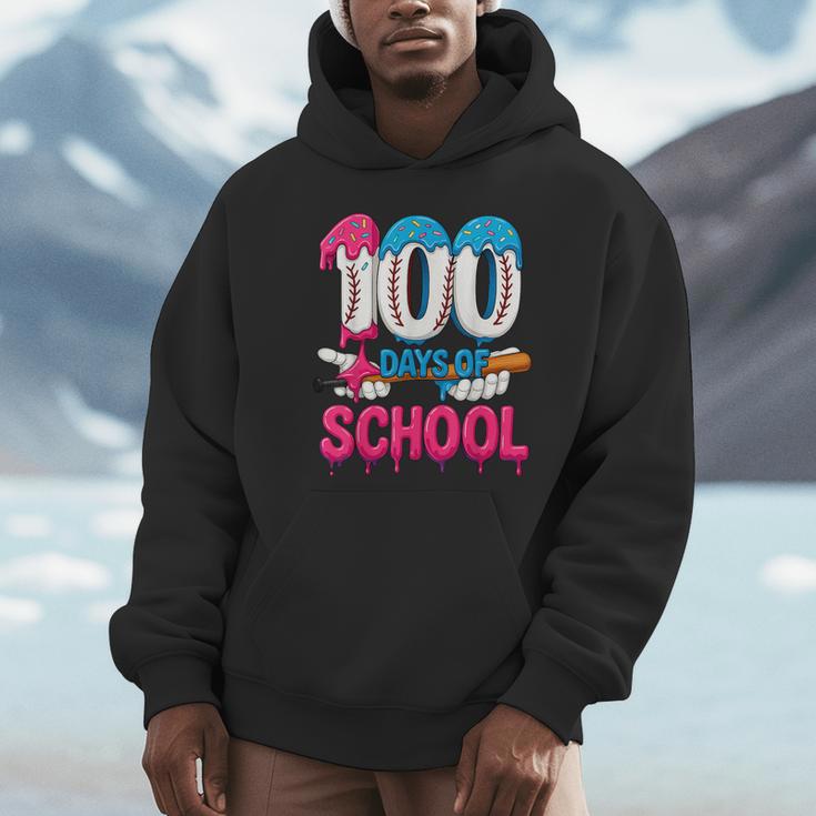 HUGvyn 100 Days Of School Baseball Ice Cream Teacher Student Unisex Hoodie HUGvyn 100 Days Of School Baseball Ice Cream Teacher Student Unisex Hoodie