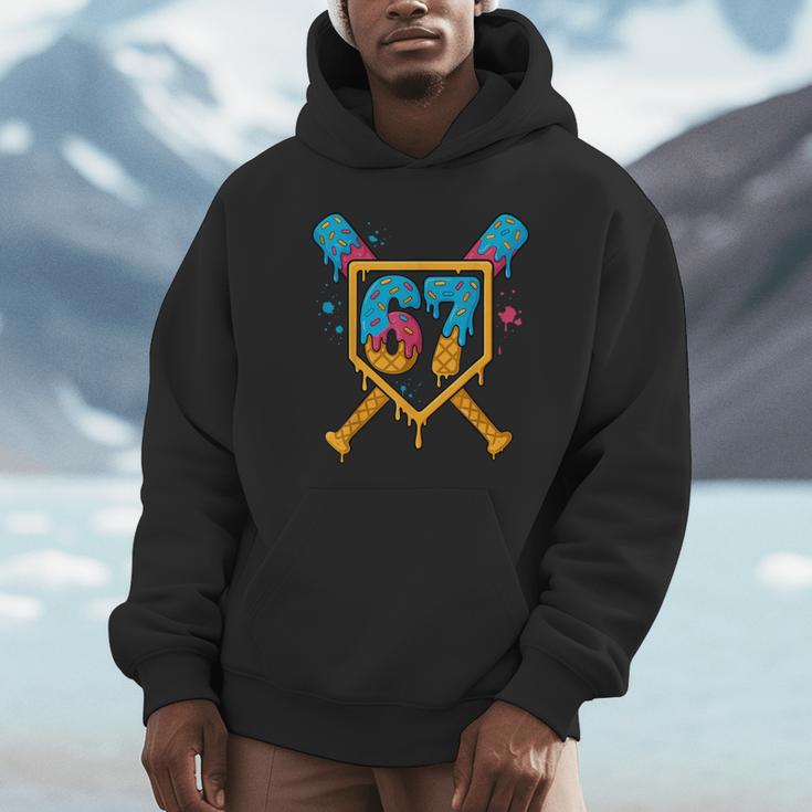 HUGvyn 67 Baseball Ice Cream Drip Six Seven Genz Alpha Slang Unisex Hoodie