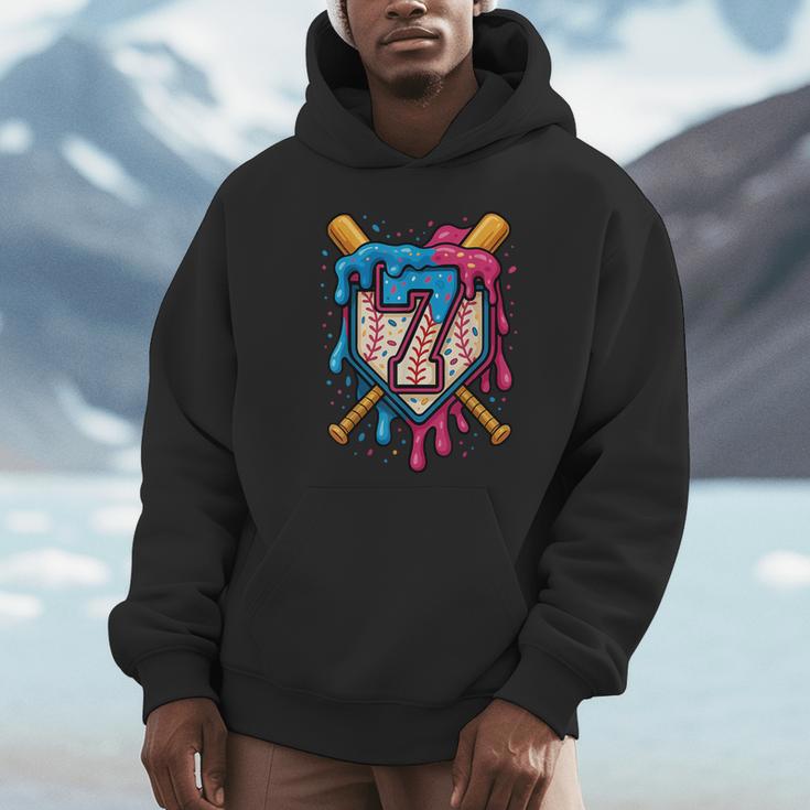 HUGvyn 7th Birthday Baseball Ice Cream Drip Number 7 Kid Boy Unisex Hoodie HUGvyn 7th Birthday Baseball Ice Cream Drip Number 7 Kid Boy Unisex Hoodie