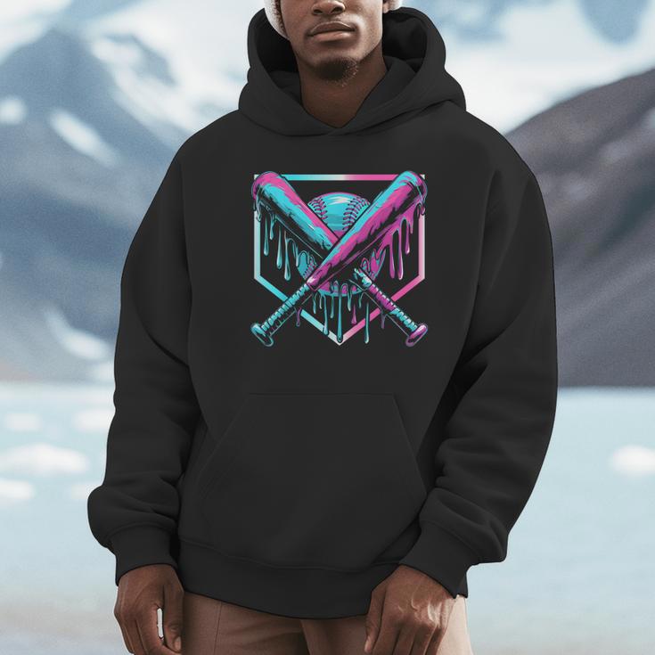 Ice Cream Baseball Drip Home Plate Bats Cool For Boys Youth Unisex Hoodie