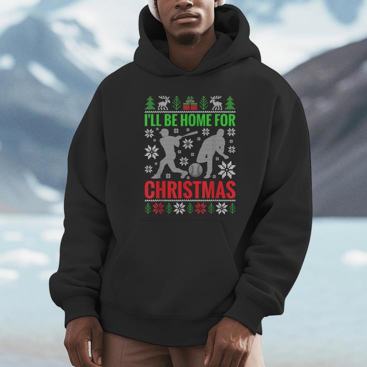 I'Ll Be Home For Christmas Baseball Xmas Unisex Hoodie I'Ll Be Home For Christmas Baseball Xmas Unisex Hoodie