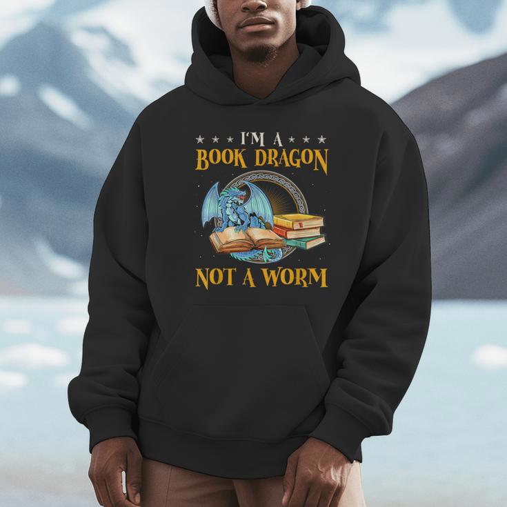 I'm a Book Dragon Not a Worm Reading Readers Clothing Unisex Hoodie
