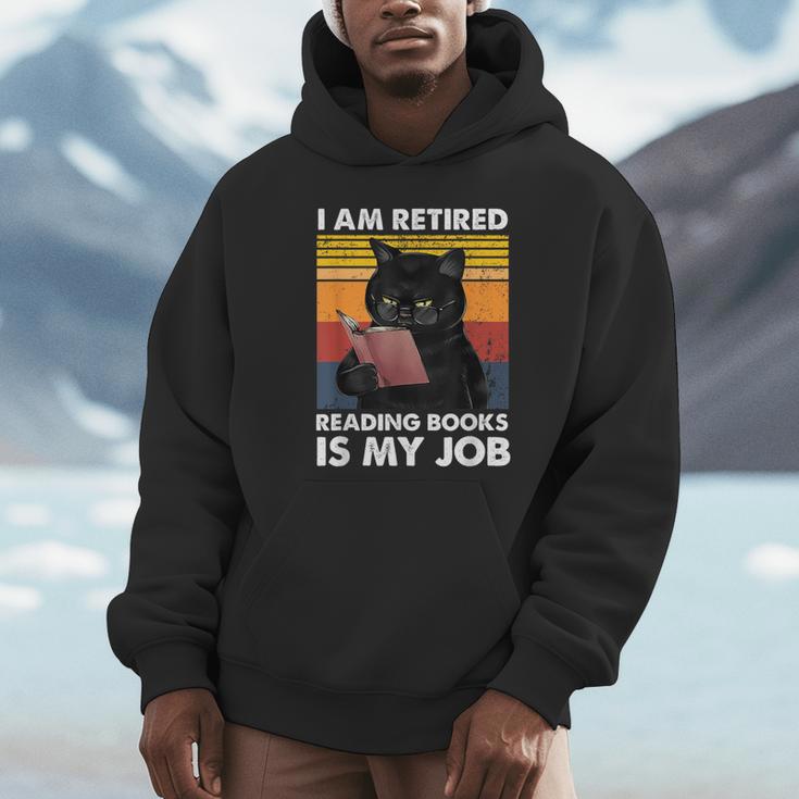 I'm Retired Reading Books Is My Job Cat Reader Unisex Hoodie