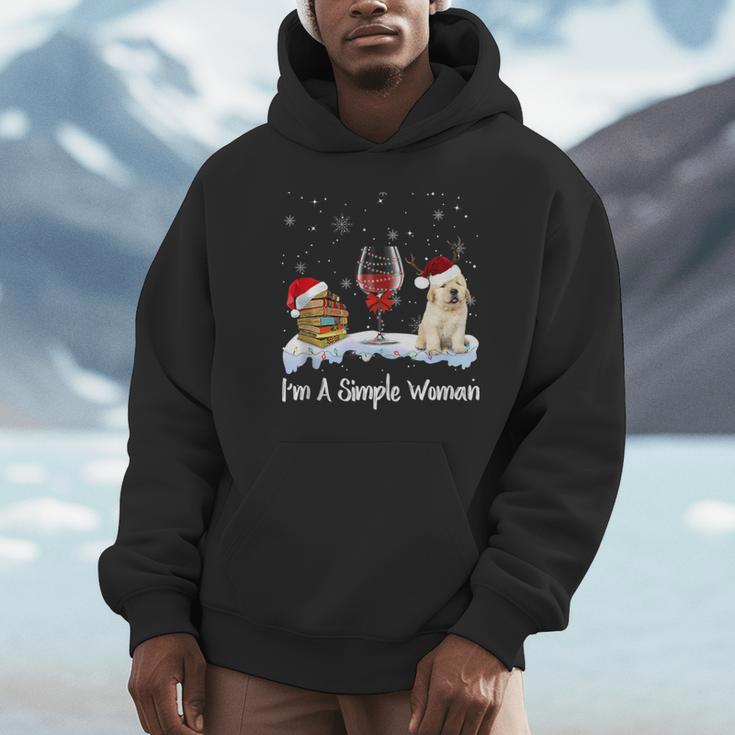 I'm Simple Woman Books Wine Golden Retriever Dog Lover Xmas Unisex Hoodie