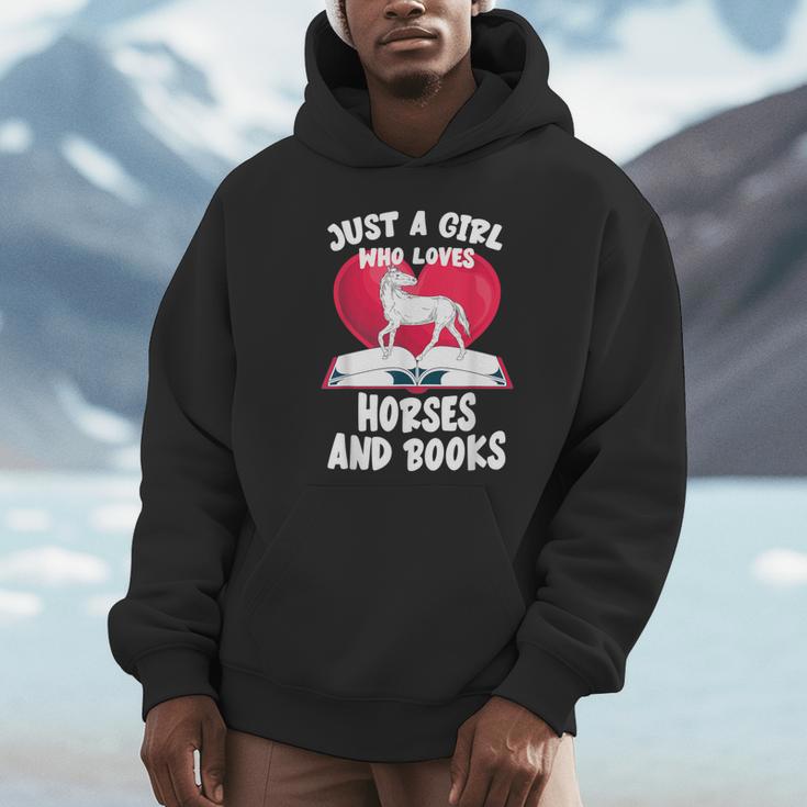 Just A Girl Who Loves Horses And Books Heart Reading Unisex Hoodie