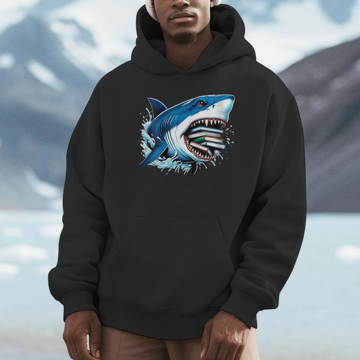 Kids Shark With School Books Back To School Shark Lovers Unisex Hoodie