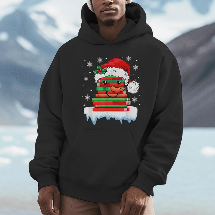 Librarian Book Santa Hat Reader Snow Pajamas Christmas Unisex Hoodie