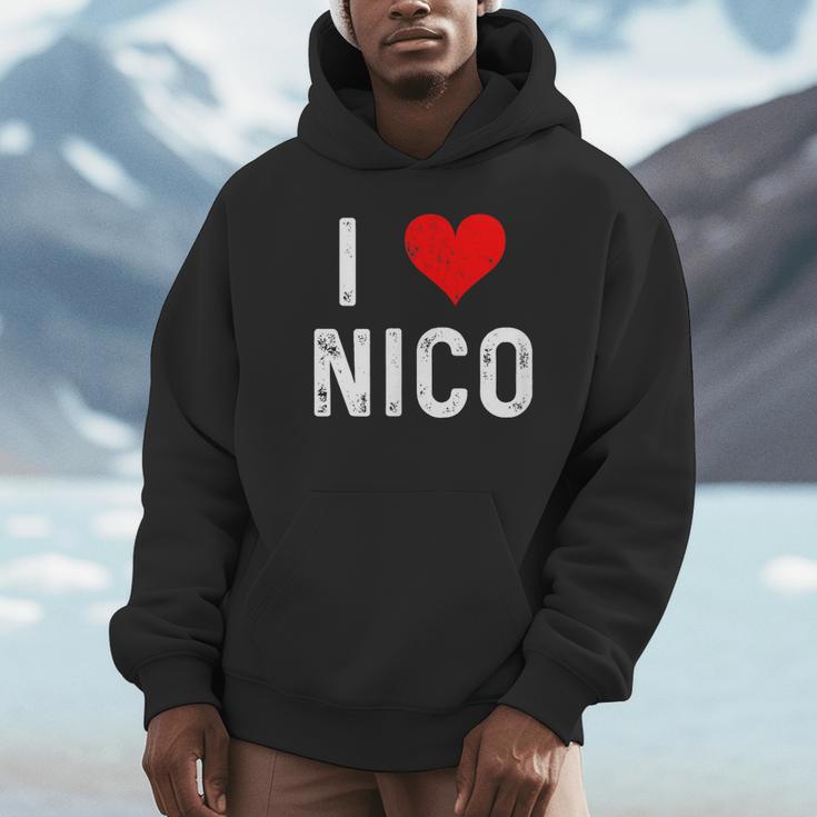 I Love Nico ハート アンティーク調 パーカー