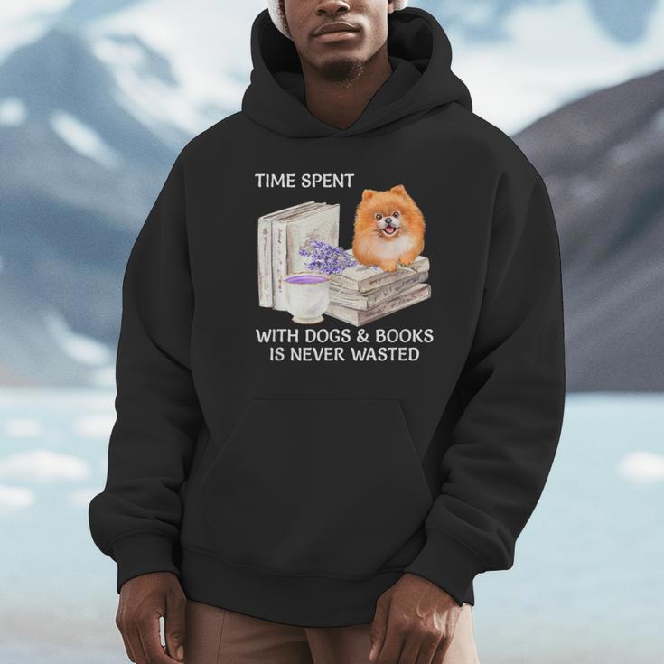 Love Reading Books And Pomeranian Dog Watercolor Art Unisex Hoodie Love Reading Books And Pomeranian Dog Watercolor Art Unisex Hoodie