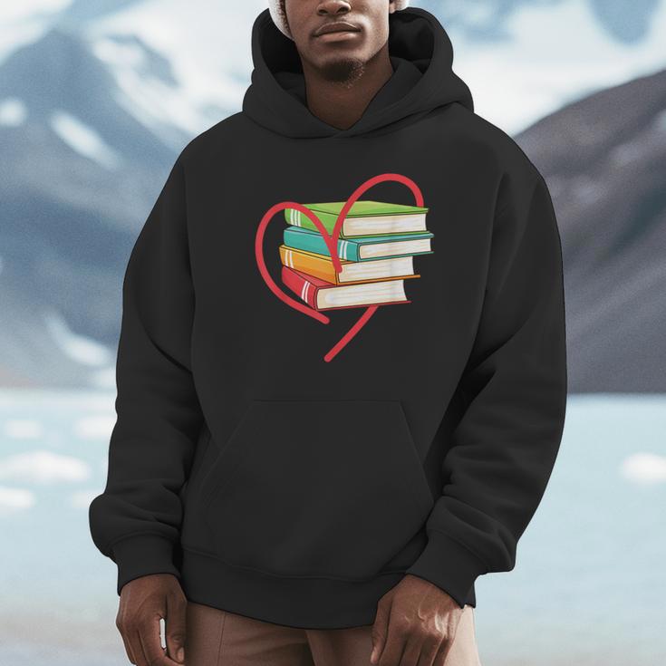 I Love Reading Heart Love Books TShirt Library Bookworm Unisex Hoodie