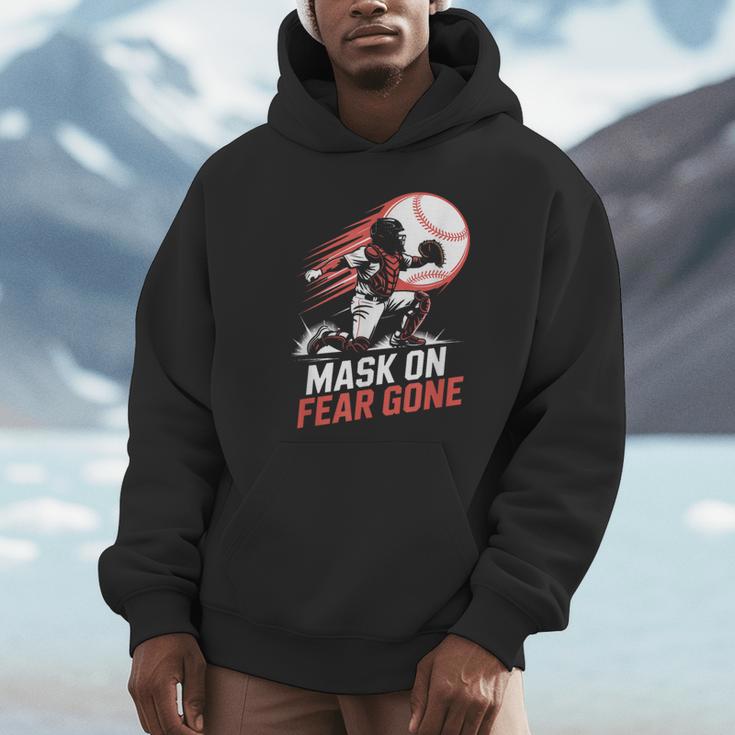 Mask On Fear Gone Baseball Catcher Softball Unisex Hoodie