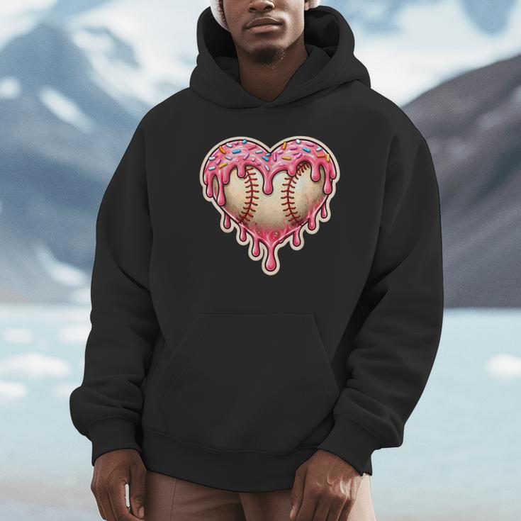 Melting Baseball Drip Heart Softball Player Lover Ice Cream Unisex Hoodie Melting Baseball Drip Heart Softball Player Lover Ice Cream Unisex Hoodie