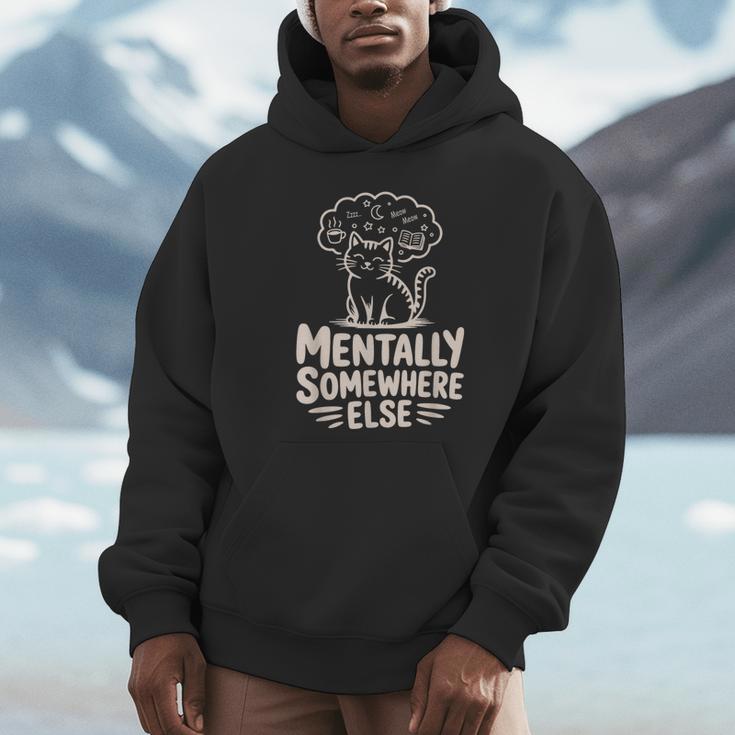 Mentally Somewhere Else Cat Coffee Books Lover Unisex Hoodie Mentally Somewhere Else Cat Coffee Books Lover Unisex Hoodie