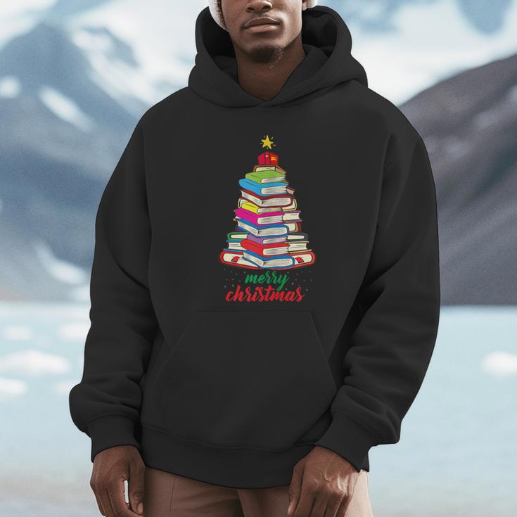 Merry Christmas Tree Book Reading Librarian Unisex Hoodie