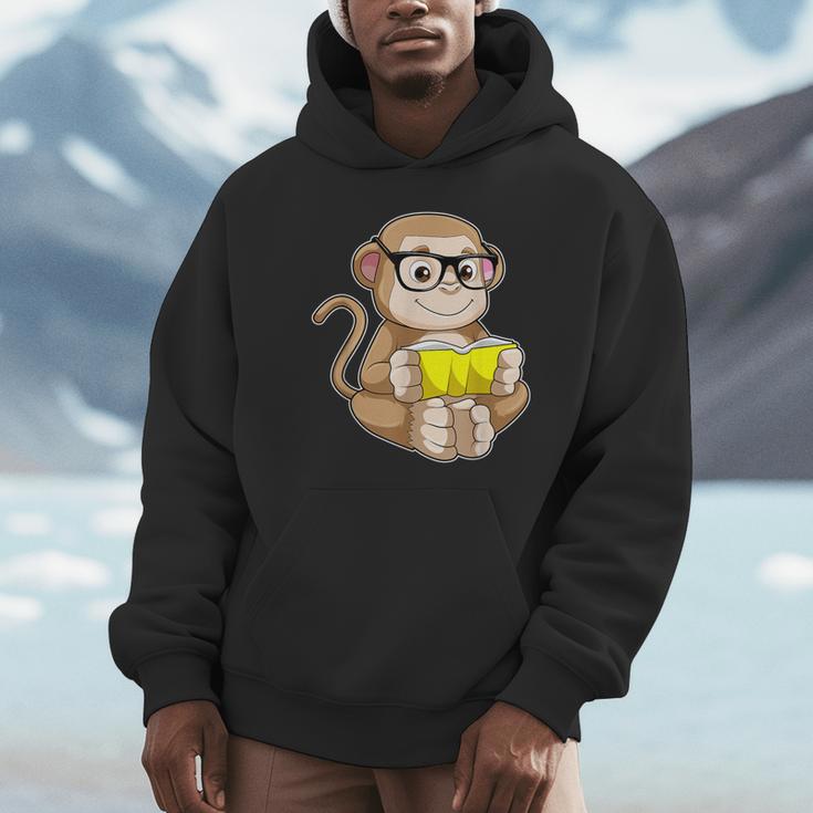 Monkey Nerd Book Glasses Unisex Hoodie