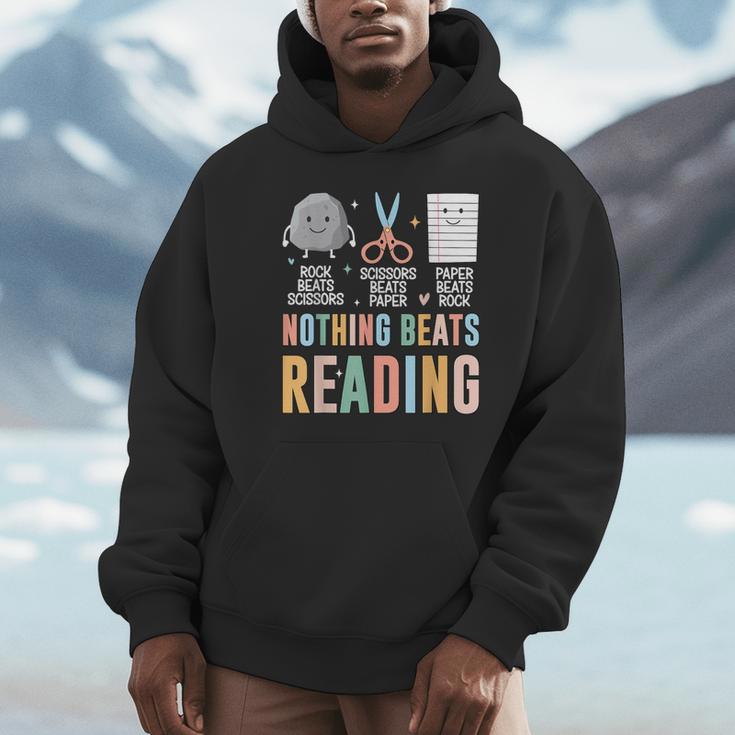 Nothing Beats Reading Rock Paper Scissors Books Lover Unisex Hoodie