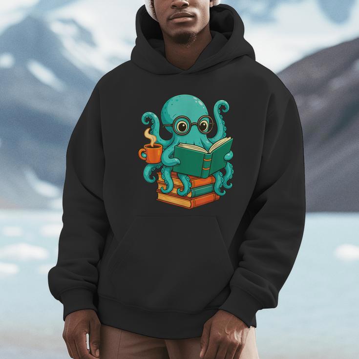 Octopus Reading Book Reading Bookworm Reader Unisex Hoodie