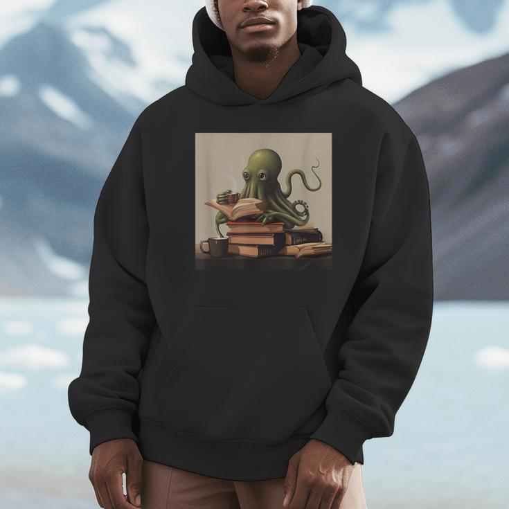 Octopus Reads a Book Book Lovers Unisex Hoodie Octopus Reads a Book Book Lovers Unisex Hoodie