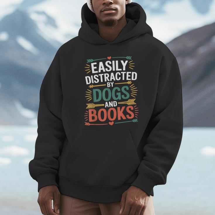 Pet Lover Joke Easily Distracted By Dogs And Books Men Unisex Hoodie