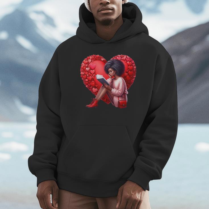 Pretty Girl With Book And Hearts For Valentine's Day Unisex Hoodie