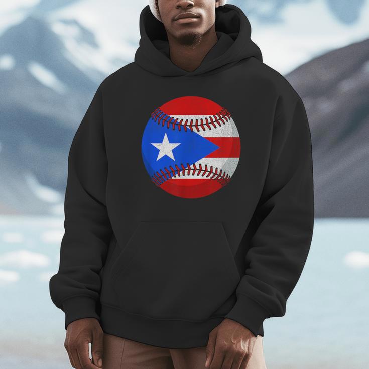 Puerto Rico Baseball Flag Boricua Beisbol Fan Gear Unisex Hoodie