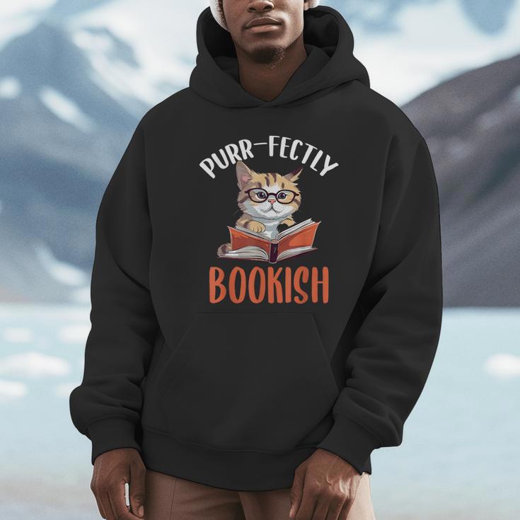 Purr-Fectly Bookish Cats And Books Unisex Hoodie Purr-Fectly Bookish Cats And Books Unisex Hoodie