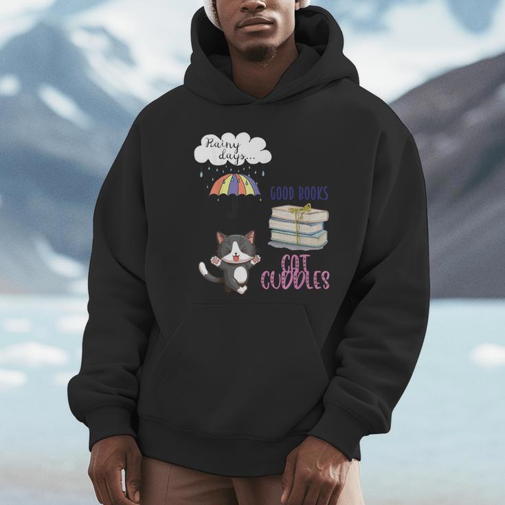Rain Drops Rainy Days Umbrella Good Books Cute Cat Cuddles For Men Women Unisex Hoodie Rain Drops Rainy Days Umbrella Good Books Cute Cat Cuddles For Men Women Unisex Hoodie